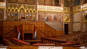 Interior of a courtroom in Budapest